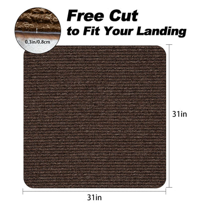 Stair Treads for Wooden Steps Carpet, Non-Slip Stair Runner Indoor Outdoor Stair Tread Mats Covers Pads, 19" x 31"Matching Landing Step Runner for Elders, Kids and Dogs (19" x 31", Black)