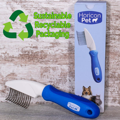 Detangling Dog Comb with Long & Short Stainless Steel Metal Teeth - Dogs, Cats & Small Animals for Removing Matted Fur, Knots & Tangles