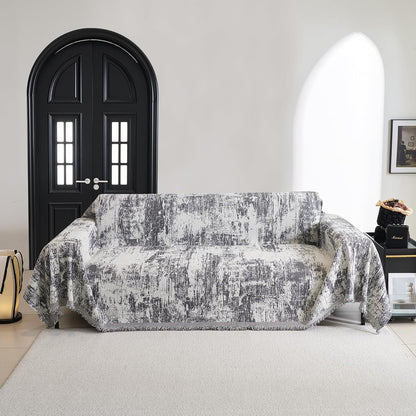 MYSKY HOME Couch Cover for Dogs, Washable Couch Covers, Non Slip Sofa Cover, Couch Cover 2 Cushion Sofa Dogs Furniture Protector with Tassels, Chenille Sofa Slipcover for Pets, 71"x118", Dark Grey