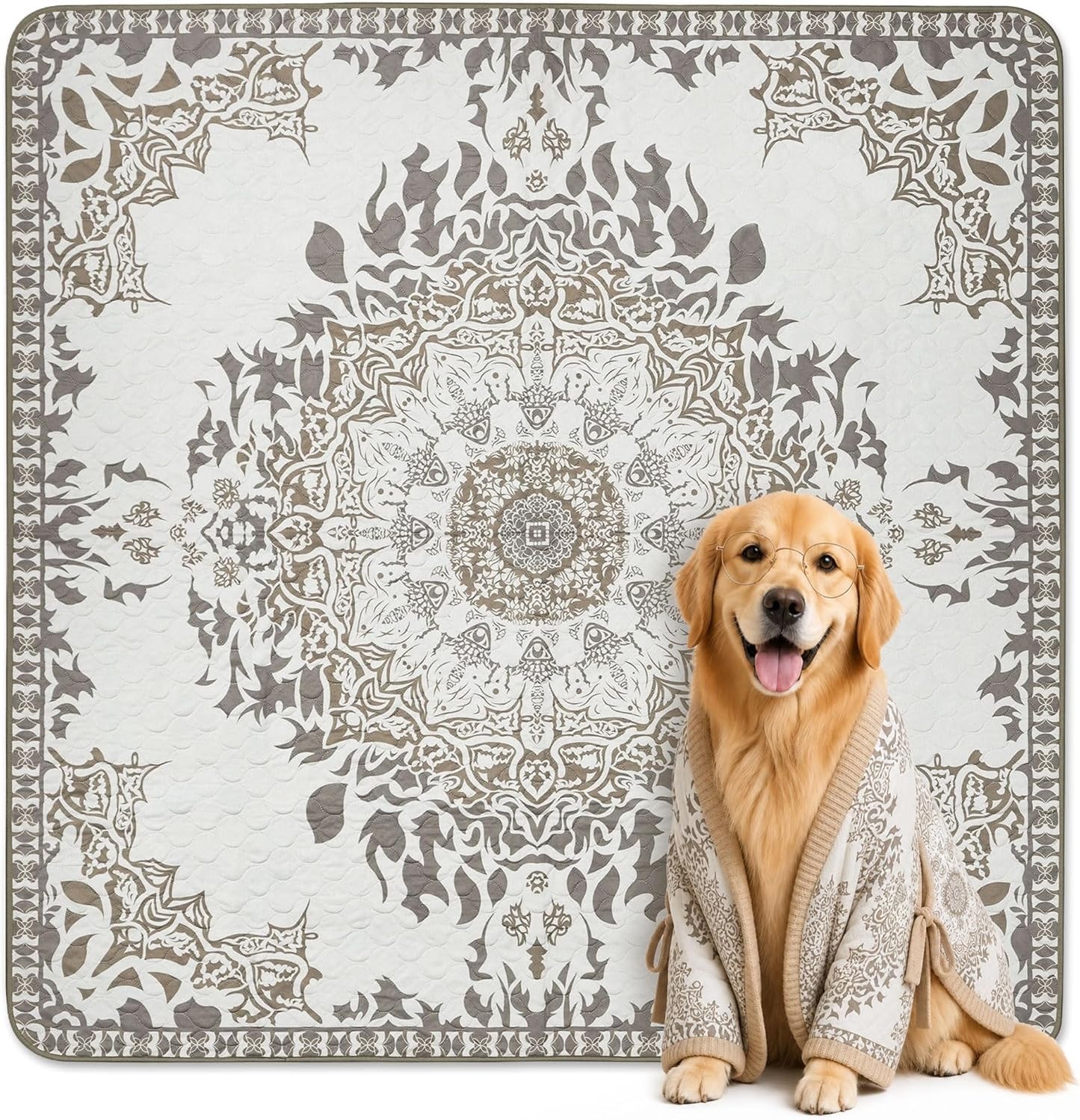 FXW Washable Pee Pads for Dogs, Puppy Pads with Super Absorbent, Specifically Designed for FXW Rollick/Homeplus 24inch 6 Panels Dog Playpen, 39" x 63" Rectangle, Khaki, 1 Pack