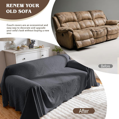 Waterproof Couch Cover, Reversible, Pet-Friendly, Washable and Anti-Slip Couch Covers for Sofa Protection with 3 Cushions, Sofa Slipcovers for Dogs and Cats (71×118in/Brown)