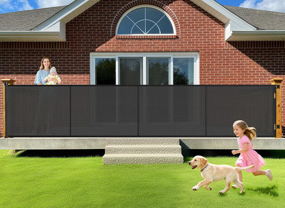 Upgrade 120 inch Retractable Baby Gates, EZIGO Extra Wide Baby Gate for Large Opening Extra Long Mesh Gate for Kids or Pet Dog Gate Child Safety Gate for Stairs Hallways Doorway Indoor Outdoor, Gray
