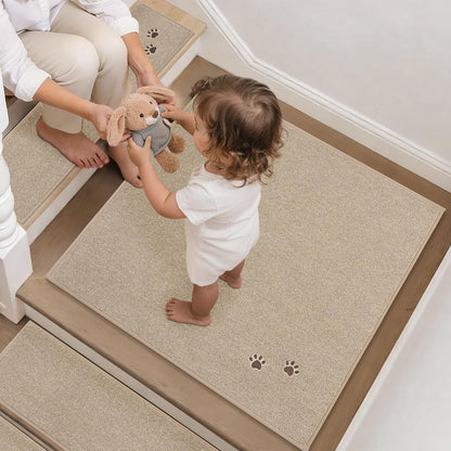 BEQHAUSE Stair Treads for Wooden Steps 28inX9in, Non Slip Carpet Stair Treads Indoor Stair Runners Machine Washable, Soft Stair Rugs Mat Surface Polyester TPE Backing, 4pcs, Charcoal