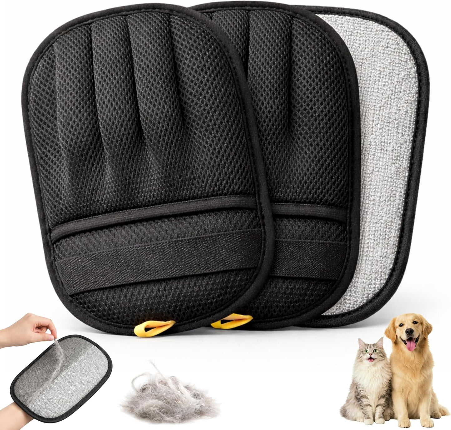 Wolfster Pet Hair Removal Glove for Cats & Dogs - Five-Finger Electrostatic Reusable Pet Hair Remover for Couch, Sofa, Carpet, Car Seat, Bedding & Clothing, Lint Roller Alternative, Eco-Friendly