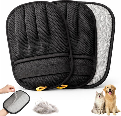 Wolfster Pet Hair Removal Glove for Cats & Dogs - Five-Finger Electrostatic Reusable Pet Hair Remover for Couch, Sofa, Carpet, Car Seat, Bedding & Clothing, Lint Roller Alternative, Eco-Friendly