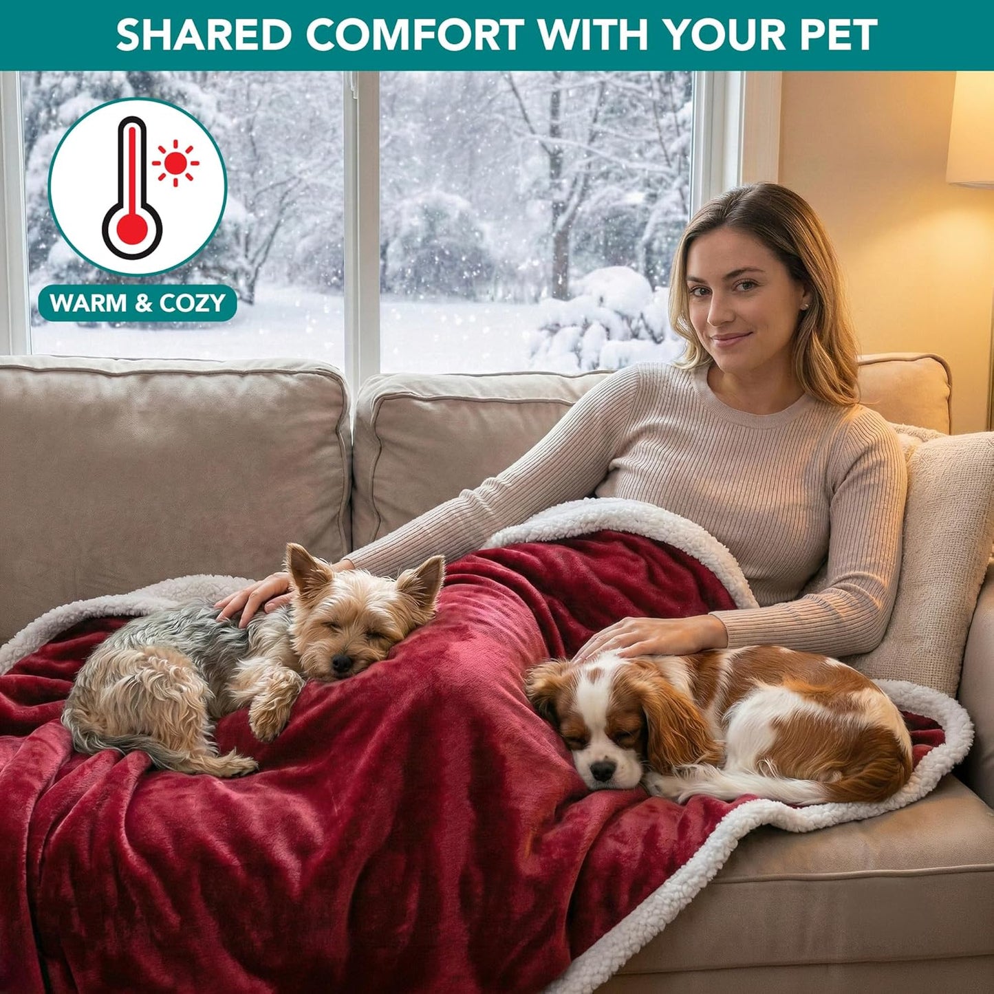 PetAmi Waterproof Dog Blanket for Couch, Large 60x40, Pee Proof Sherpa Fleece Reversible Pet Throw, Furniture Protector for Bed Sofa Kennel, Soft Washable Cover for Medium Dogs Cats, Grey Sherpa