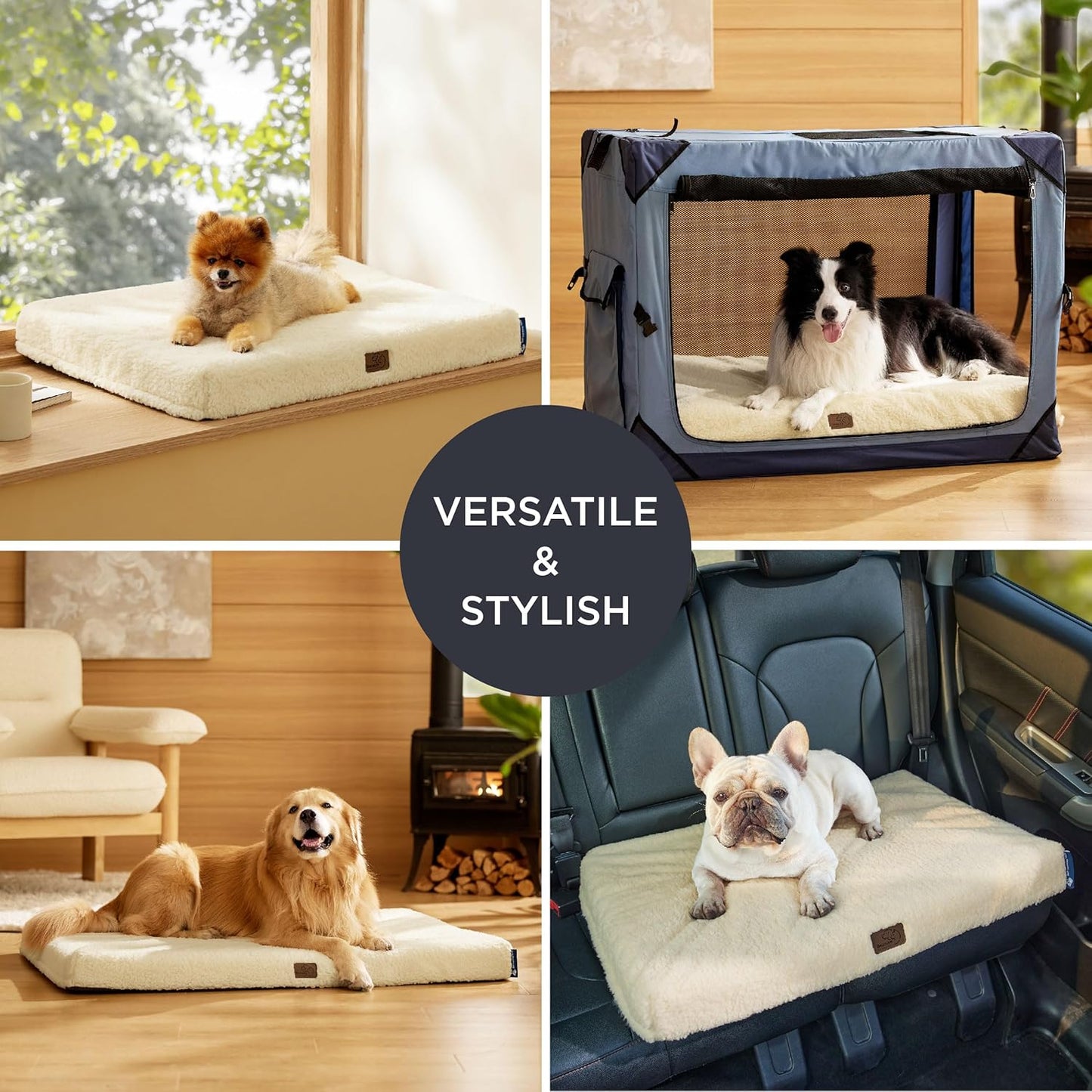 Bedsure Dog Beds Large Sized Dog - Comfy Flat Pet Beds with Removable Washable Cover, Orthopedic Egg Crate Foam Puppy Mat, Suitable for Pet Up to 65 lbs