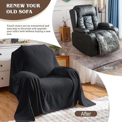 Waterproof Couch Cover, Reversible, Pet-Friendly, Washable and Anti-Slip Couch Covers for Sofa Protection with 3 Cushions, Sofa Slipcovers for Dogs and Cats (71×118in/Brown)