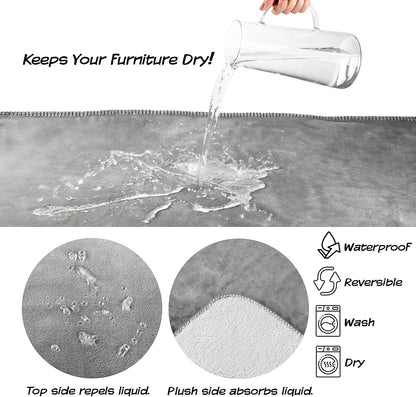 Waterproof Pet Blanket - 50x60-Inch Reversible Sherpa Fleece Throw Protects Couches, Cars, and Beds from Spills, Stains, and Fur by PETMAKER (Gray)