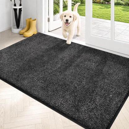 PURRUGS Dirt Trapping Door Mat 20" x 31.5", Non-Slip Machine Washable Entryway Rug, Dog Doormat, Indoor Front Door Mat, Super Absorbent Entry Rug for Muddy Shoes & Paws, Bluish Grey-Black