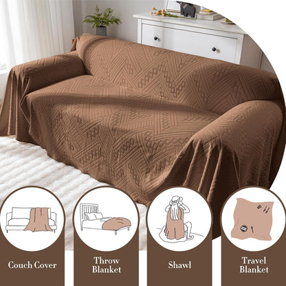 Waterproof Couch Cover, Reversible, Pet-Friendly, Washable and Anti-Slip Couch Covers for Sofa Protection with 3 Cushions, Sofa Slipcovers for Dogs and Cats (71×118in/Brown)