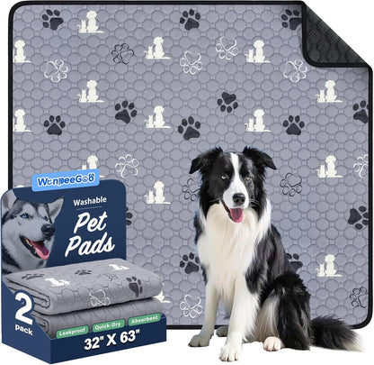 WanpeeGoo Washable Pee Pads for Dogs, 4 Pack Absorbent Reusable Training Dog Pads Pet Puppy Pads, Non-Slip Potty Pads for Whelping, Playpen, Crate, Bed, Grey 18"x24"