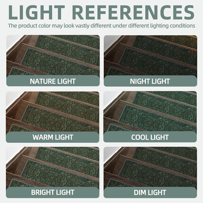 sarben Non Slip Stair Treads for Wooden Steps 15PCS - 8"x30" Indoor Safety Carpet, Edging Mats with TPE Adhesive Backing, Pet and Elderly Friendly Stair Rugs (Taupe) - Colors B