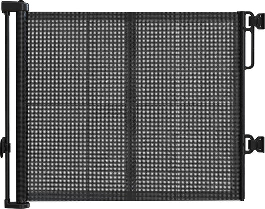 Reinforced 120" Extra Wide Retractable Baby Gates for Stairs, Mesh Saftey Gate for Pets, 10 Foot Retractable Dog Gate, No Drilling, One-Hand Operation, Retractable Gate for Indoor & Outdoor Use