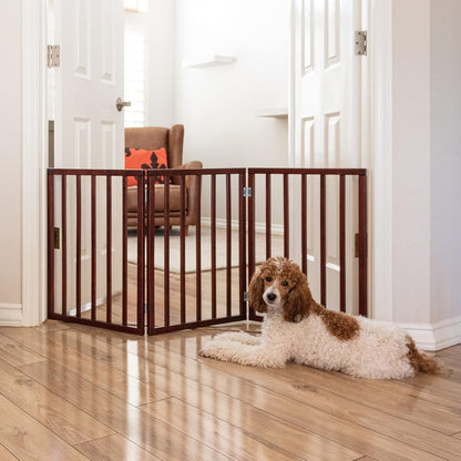 Primetime Petz - Best Freestanding, Hard Wood, Folding Pet Gate, Indoor Dog Fence for Home,Gray