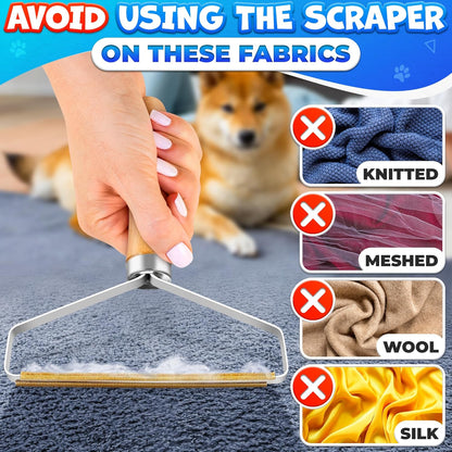 Pet Hair Removers 2 Pack Reusable Metal Lint Remover Tool – Durable Pet Hair Remover Tool with Wooden Handle | Portable Fabric Shaver Fuzz Cleaner for Clothes, Carpet & Furniture, Couch