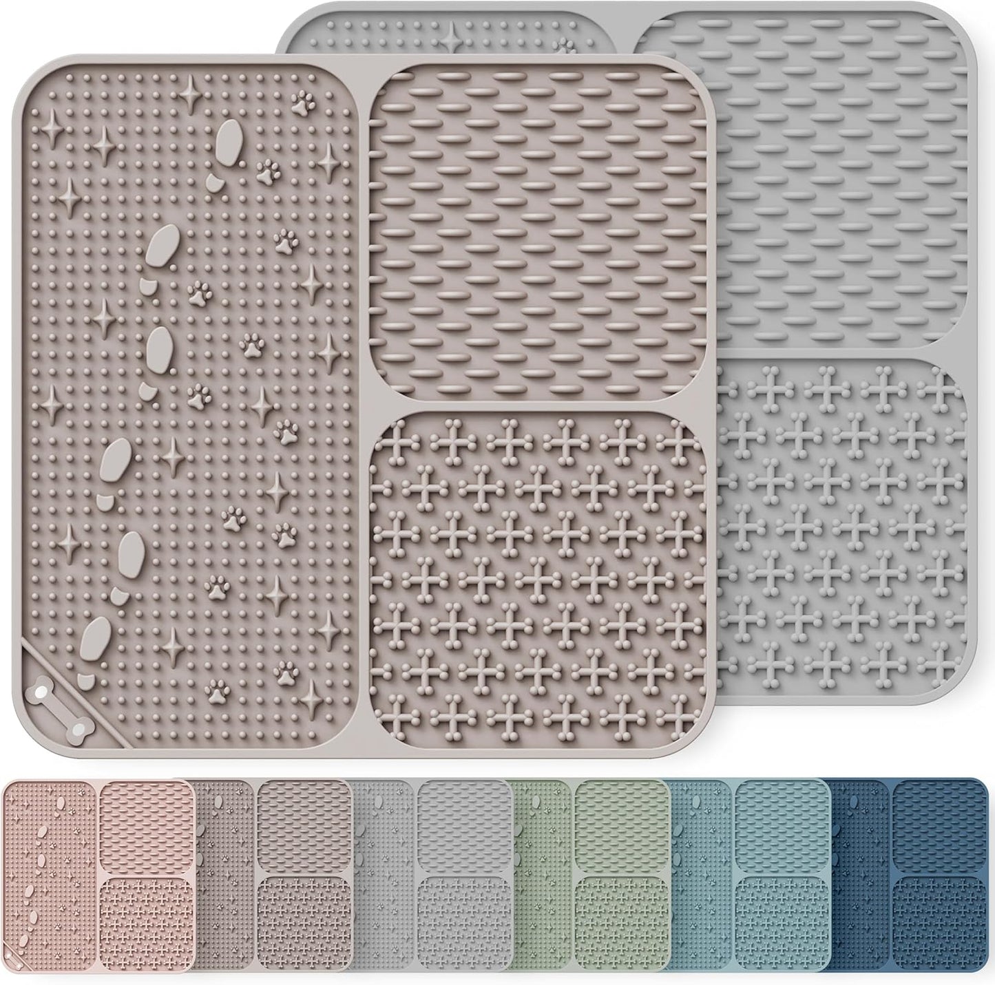 Lick Mat for Dogs(2pcs, Large, 7.9") Easy Clean Silicone Licking Pad Slow Feeder for Pets Cats with Suction Cups, Enrichment Accessories Anxiety Boredom Relief, Keep Them Busy for Bathing