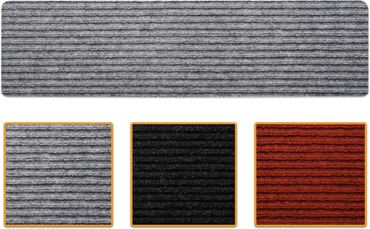 Ottomanson Outdoor Rubber Stair Treads – Ribbed Heavy-Duty Non-Slip Stair Mats – Best Grip on Concrete, Brick & Textured Step – Fastening Recommended for Wooden & RV Steps, Pack of 5