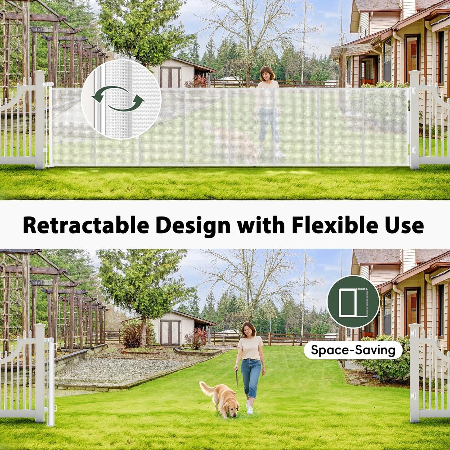 250" Reinforced Extra Wide Baby Gate Retractable Dog Gate, 21ft Extra Long Baby Gate Retractable Gates for Dogs, 48" Extra Tall Pet Gate Retractable Fence Outdoor Gate for Deck/Garage/Patio, Black