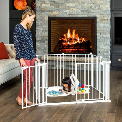 Regalo Safety 28"-76” Super Wide Configurable Baby Gate for Doorways & Open Spaces, 3-Panel Wall Mounted Safety Gate with Door for Babies, Toddlers & Pets, Includes Wall Mount Hardware