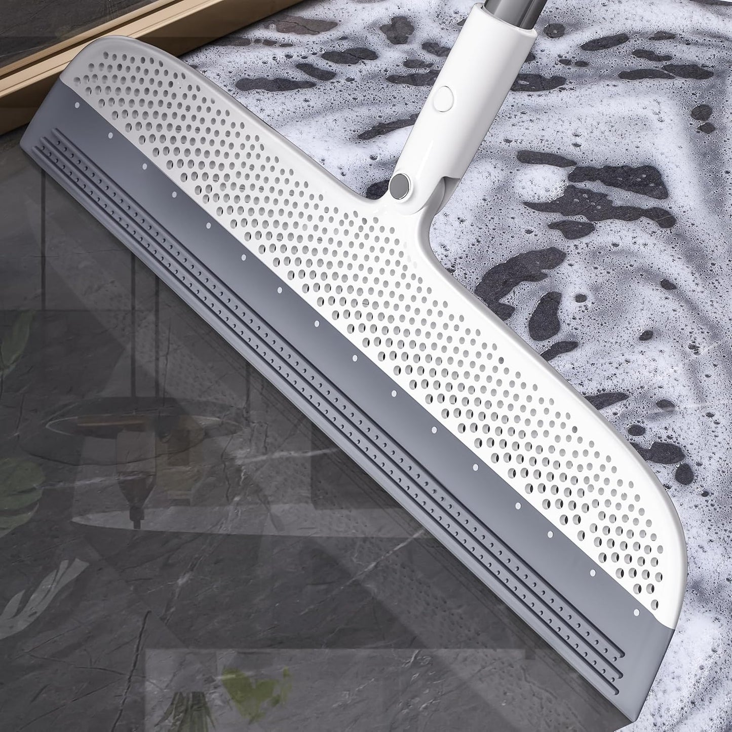 Multifunction Floor Squeegee Broom for Pet Hair Removal, Silicone Magic-Style Broom for Floor Cleaning, 51.77" Long Handle for Carpet, Bathroom Tile, Hardwood Floors, Garage, Liquid Spills, Fine Dust