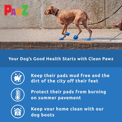 PawZ Rubber Dog Boots for Large Paws - All-Weather Waterproof Dog Shoes, Anti-Slip Traction for Rain, Snow, Mud & Hot Pavement - Pull-On Dog Booties, Purple - Large (3"- 4") - Pack of 24