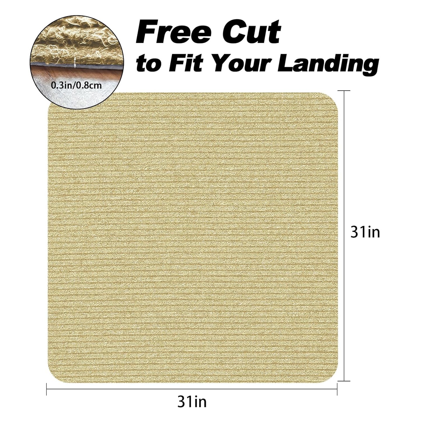 Stair Treads for Wooden Steps Carpet, Non-Slip Stair Runner Indoor Outdoor Stair Tread Mats Covers Pads, 19" x 31"Matching Landing Step Runner for Elders, Kids and Dogs (19" x 31", Black)