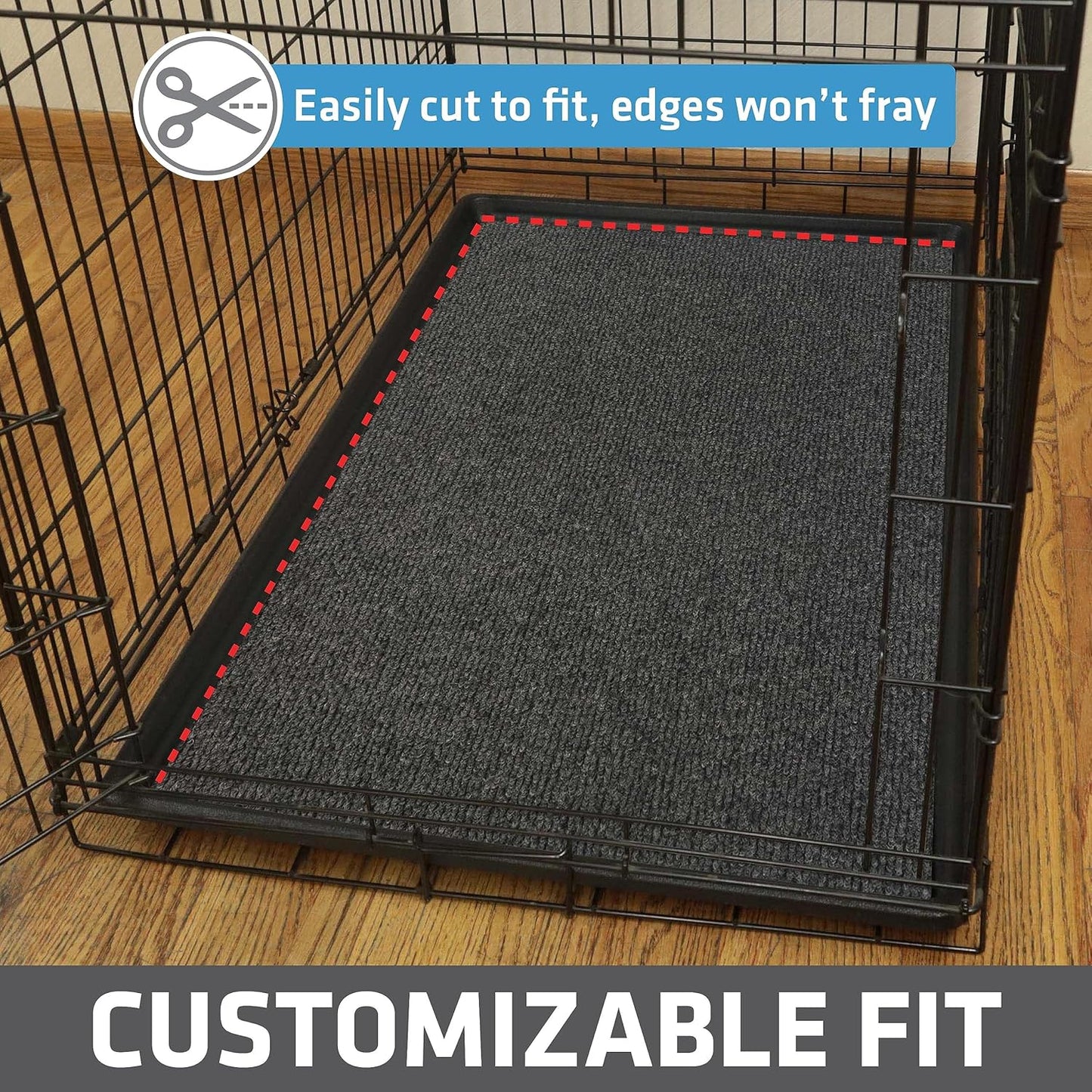 Drymate Dog Crate Mat Liner, Absorbs Urine, Waterproof, Non-Slip, Washable Puppy Pee Pad for Kennel Training - Use Under Pet Cage to Protect Floors, Thin Cut to Fit Design (USA Made) (LGrey)(29"x48")