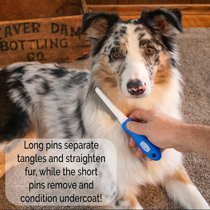 Ultimate Pet Dematting & Deshedding Set - 3 in 1 Grooming Tool Set - Dual Sided Undercoat Rake, Dematting Razor Comb & Detangling Pet Comb