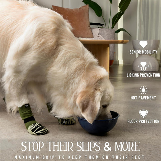 DOK TigerToes Premium Non-Slip Dog Socks for Hardwood Floors - Extra-Thick Grip that Works Even When Twisted - Prevents Licking, Slipping, and Great for Dog Paw Protection (Breezy Blue, Large)
