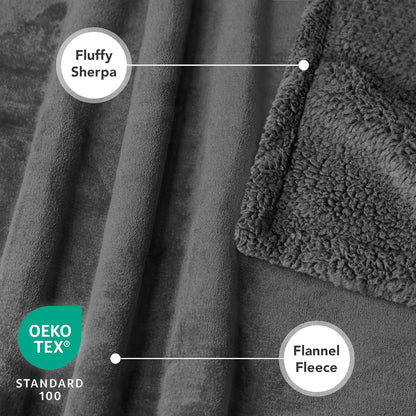 PetAmi Waterproof Dog Blanket for Couch, Large 60x40, Pee Proof Sherpa Fleece Reversible Pet Throw, Furniture Protector for Bed Sofa Kennel, Soft Washable Cover for Medium Dogs Cats, Grey Sherpa