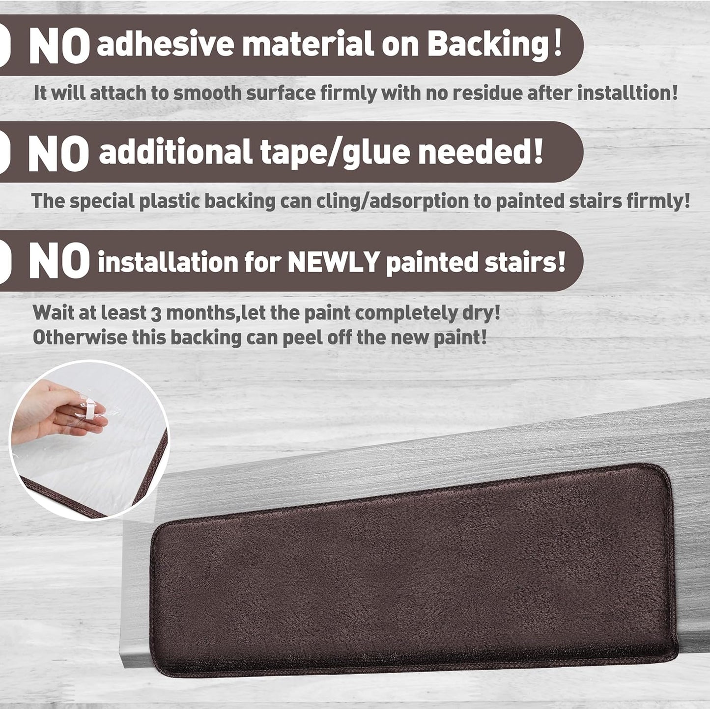 PURE ERA Carpet Stair Treads Ultra Plush 9.5" X 30"Soft Bullnose Indoor Stair Protectors Pet-Friendly Non-Slip Skid Resistant Tape Free Washable Reusable(14 Pieces, Cream Gray)