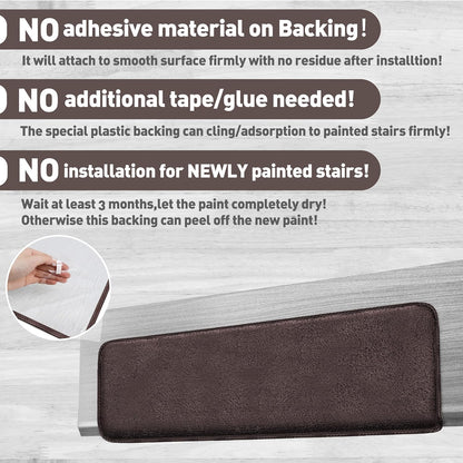 PURE ERA Carpet Stair Treads Ultra Plush 9.5" X 30"Soft Bullnose Indoor Stair Protectors Pet-Friendly Non-Slip Skid Resistant Tape Free Washable Reusable(14 Pieces, Cream Gray)