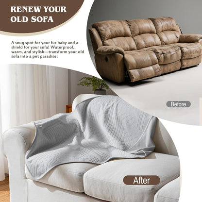 Waterproof Couch Cover, Reversible, Pet-Friendly, Washable and Anti-Slip Couch Covers for Sofa Protection with 3 Cushions, Sofa Slipcovers for Dogs and Cats (71×118in/Brown)