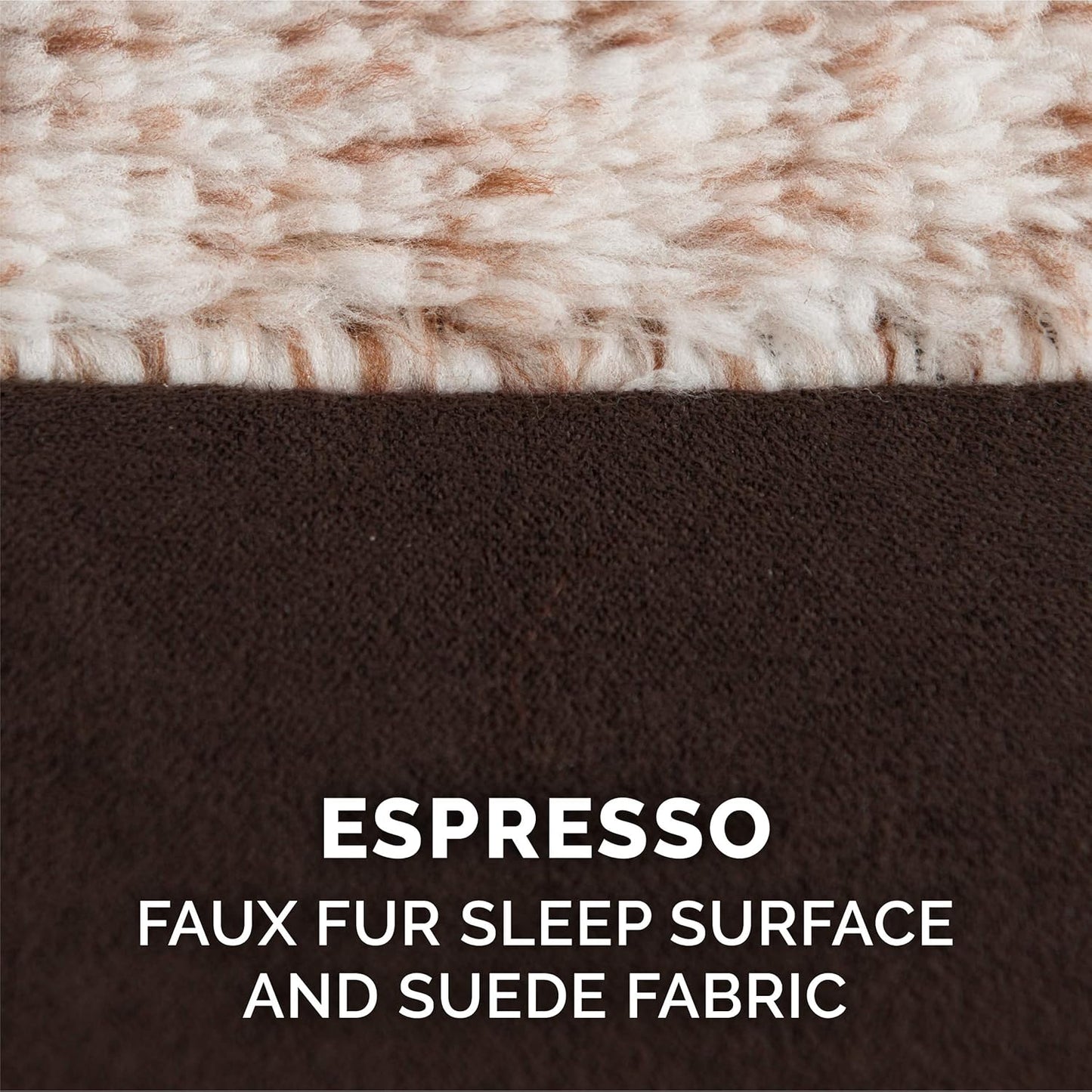 Furhaven Memory Foam Dog Bed for Large Dogs w/ Removable Bolsters & Washable Cover, For Dogs Up to 95 lbs - Two-Tone Plush Faux Fur & Suede L Shaped Chaise - Espresso, Jumbo/XL