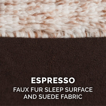 Furhaven Memory Foam Dog Bed for Large Dogs w/ Removable Bolsters & Washable Cover, For Dogs Up to 95 lbs - Two-Tone Plush Faux Fur & Suede L Shaped Chaise - Espresso, Jumbo/XL