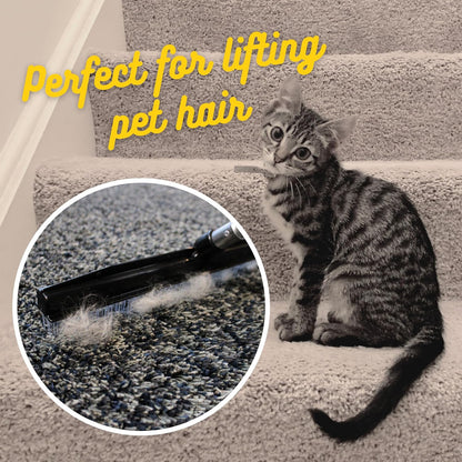Small Room Groom Carpet Rake, 11" Handle, Portable Carpet Brush for Pet Hair, High Pile Rugs, Stairs, Furniture & Artificial Turf, Compact Groomer Tool