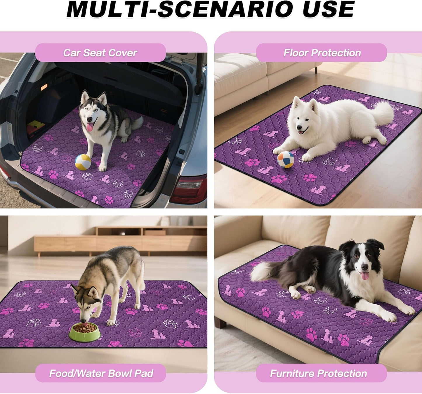 WanpeeGoo Washable Pee Pads for Dogs, 4 Pack Absorbent Reusable Training Dog Pads Pet Puppy Pads, Non-Slip Potty Pads for Whelping, Playpen, Crate, Bed, Grey 18"x24"