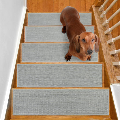 SMILOOL Stair Treads Non Slip for Wooden Steps Indoor 10" x 36" 4 Pack Extra Wide Stair Tread Carpet Stairs Runner, Step Pads with Reusable Adhesive for Dogs Kids Elders, Machine Washable, Beige