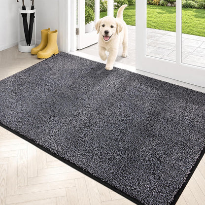 PURRUGS Dirt Trapping Door Mat 20" x 31.5", Non-Slip Machine Washable Entryway Rug, Dog Doormat, Indoor Front Door Mat, Super Absorbent Entry Rug for Muddy Shoes & Paws, Bluish Grey-Black