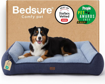 Bedsure SupportMax™ XL Pro Orthopedic Dog Beds Large Sized Dog - Extra Thick Supportive Dogs Couch with Waterproof Washable Cover, Extra Large Comfort Pet Sofa with Sherpa & Nonskid Bottom, Grey, 45"