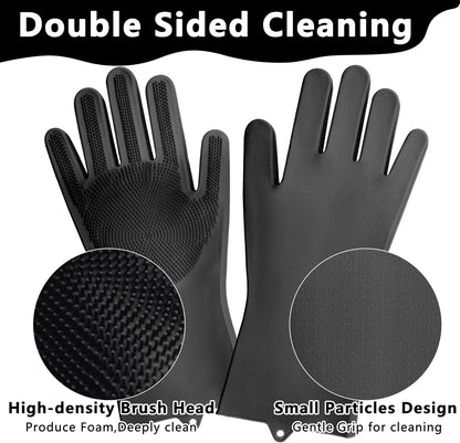 Pet Grooming Gloves—Heat Resistant Dog Washing Gloves with High-Density Teeth, Dog Bath Scrubber with Enhanced Five Finger Design, Silicone Gloves for Dogs and Cats Bathing, Massage (Blue)
