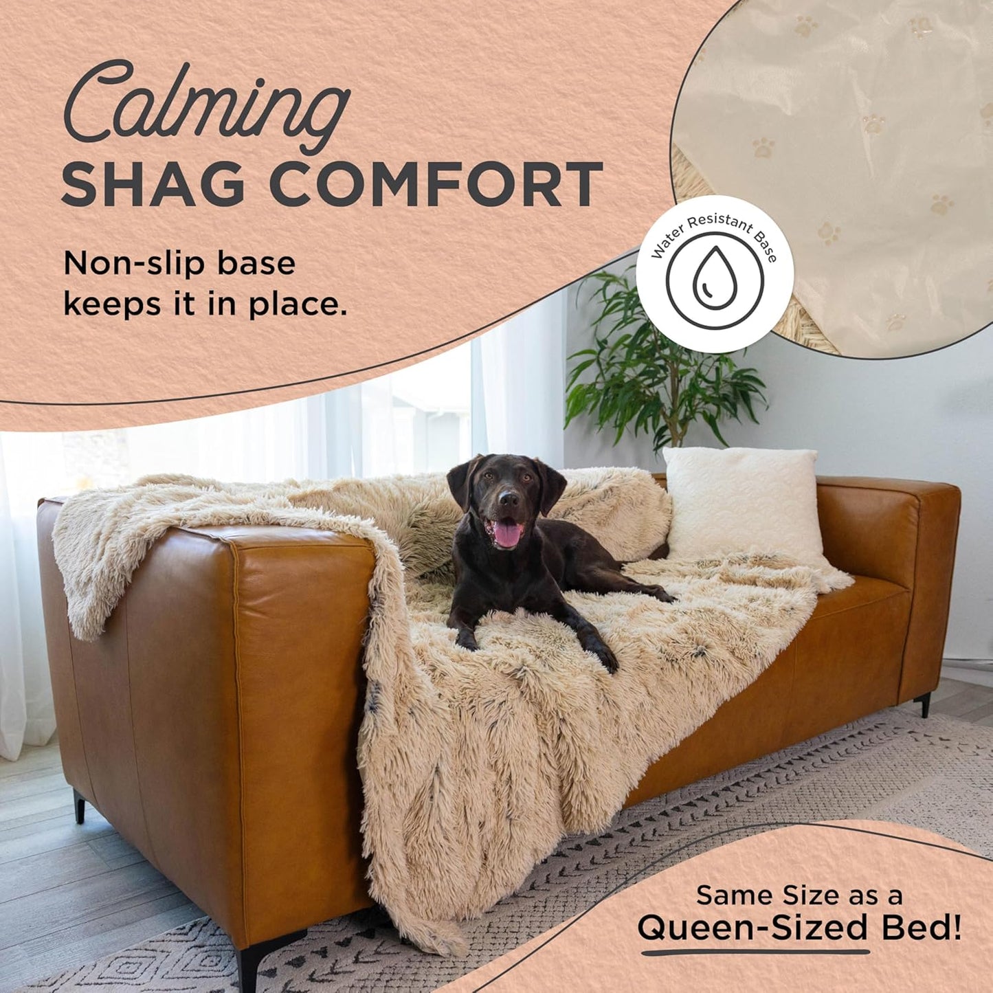 Best Friends by Sheri Calming Shag Dog Blanket – Ultra Soft Faux Fur Pet Throw, Anxiety-Relief, Lightweight Warm Bed Cover for Dogs and Cats, Machine Washable, Taupe, 30" x 40"