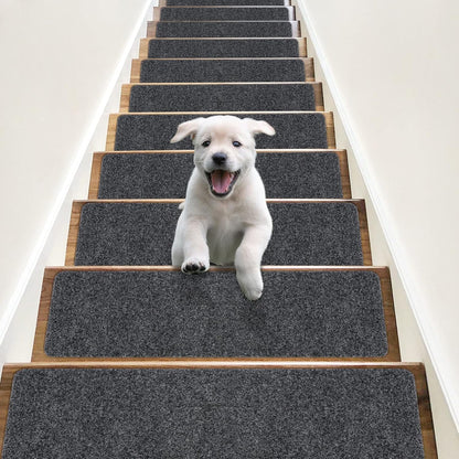 RIOLAND Non-Slip Stair Treads Carpet Indoor 14 Pack Stair Rugs for Wooden Steps Anti Moving Stair Runners Safety for Dogs Elders and Kids, 8” x 30”, Coffee Brown