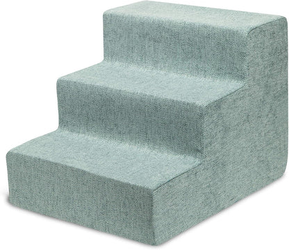 Best Pet Supplies Dog Stairs & Steps - Foam Steps for Small Dogs & Cats, Non-Slip Indoor Balanced Pet Step Support, Dog Ramp, No Assembly, Ash Gray Linen, 2-Step (12-inch Height)