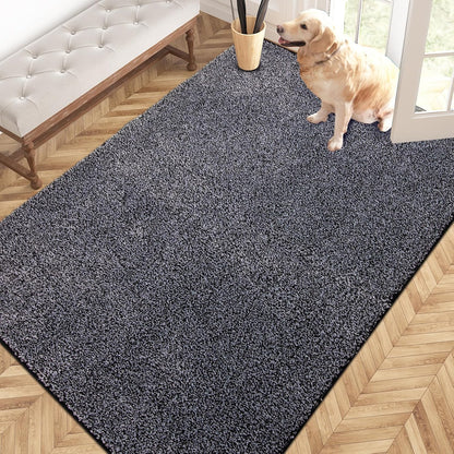 PURRUGS Dirt Trapping Door Mat 20" x 31.5", Non-Slip Machine Washable Entryway Rug, Dog Doormat, Indoor Front Door Mat, Super Absorbent Entry Rug for Muddy Shoes & Paws, Bluish Grey-Black