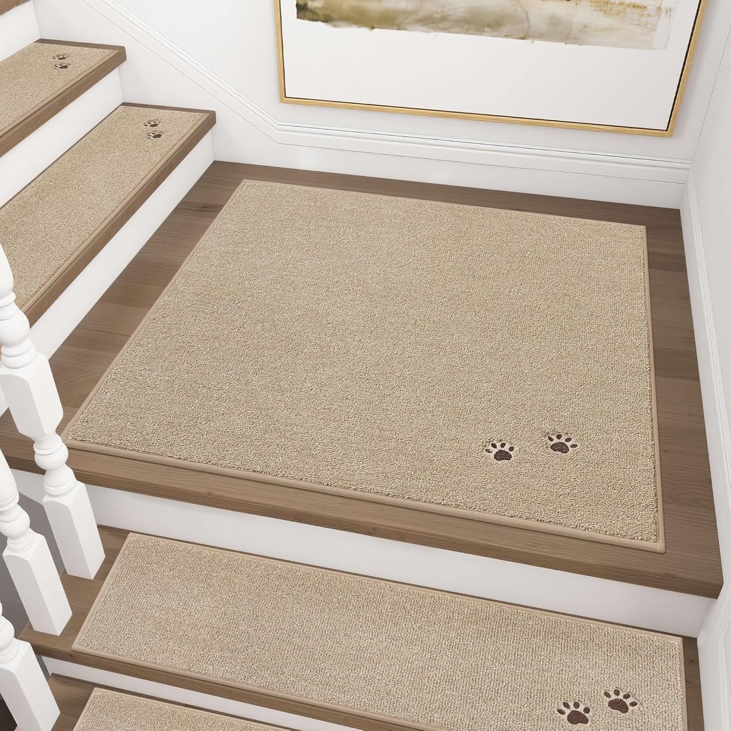 BEQHAUSE Stair Treads for Wooden Steps 28inX9in, Non Slip Carpet Stair Treads Indoor Stair Runners Machine Washable, Soft Stair Rugs Mat Surface Polyester TPE Backing, 4pcs, Charcoal