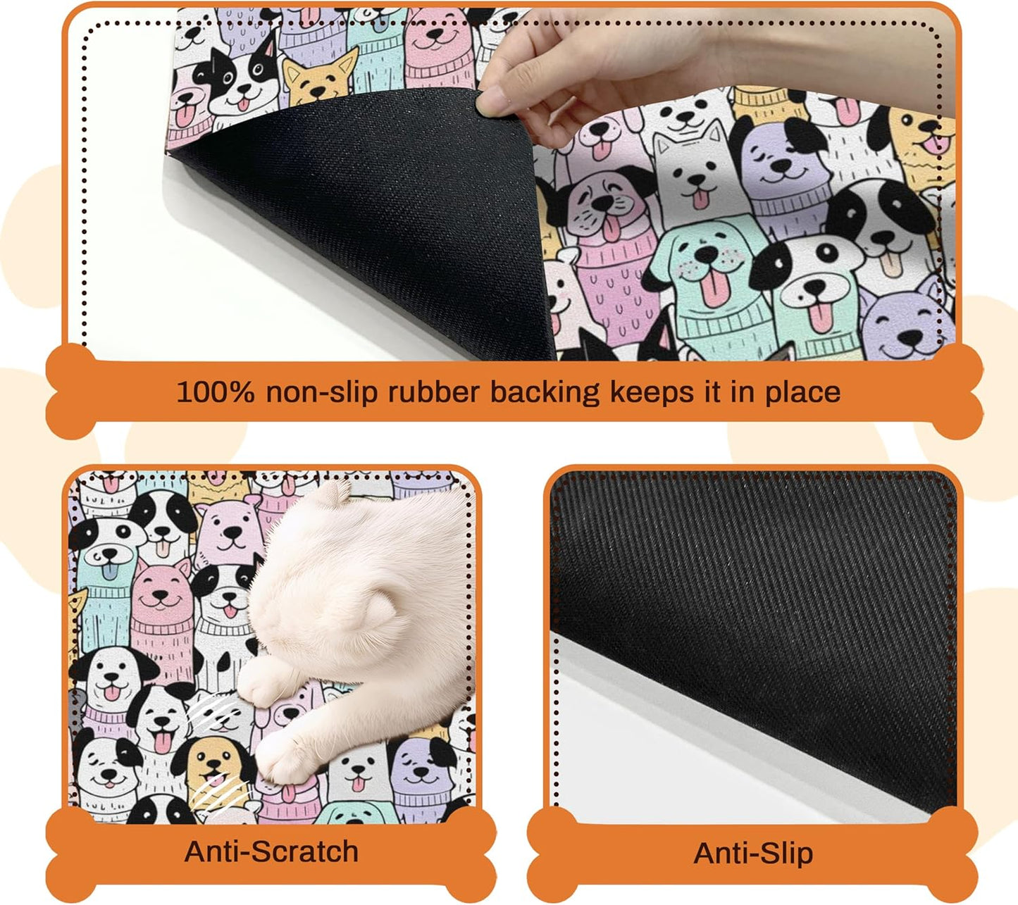 Pet Feeding Mat for Floors Waterproof Dog Mat for Food and Water Absorbent Quick Dry Non Slip mat for Cat Bowls