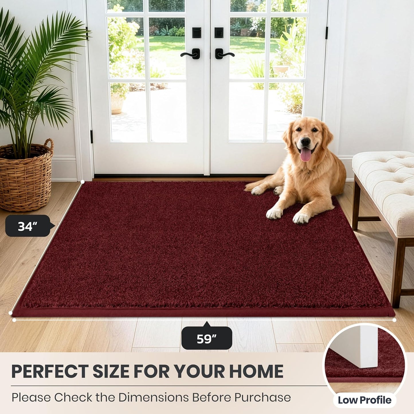 PURRUGS Dirt Trapping Door Mat 20" x 31.5", Non-Slip Machine Washable Entryway Rug, Dog Doormat, Indoor Front Door Mat, Super Absorbent Entry Rug for Muddy Shoes & Paws, Bluish Grey-Black