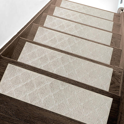 sarben Non Slip Stair Treads for Wooden Steps 15PCS - 8"x30" Indoor Safety Carpet, Edging Mats with TPE Adhesive Backing, Pet and Elderly Friendly Stair Rugs (Taupe) - Colors B